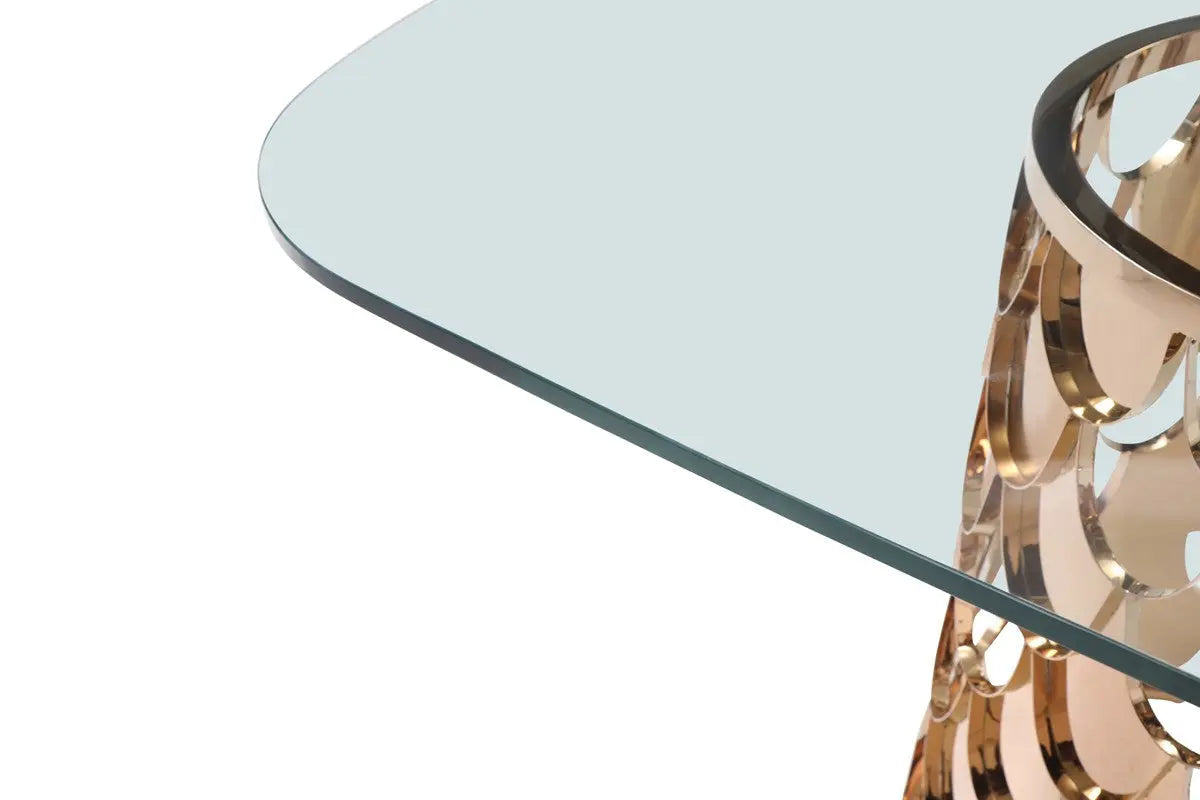 Vig Furniture - Modrest Javier Modern Glass & Rosegold Dining Table - Vgvct088L