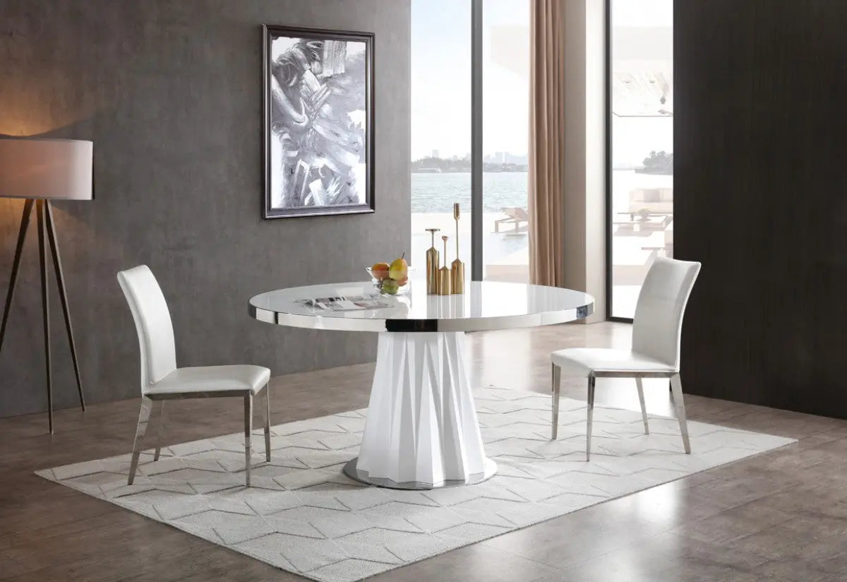 Vig Furniture - Modrest Cabaret Modern White Round Dining Table - Vgvct1799