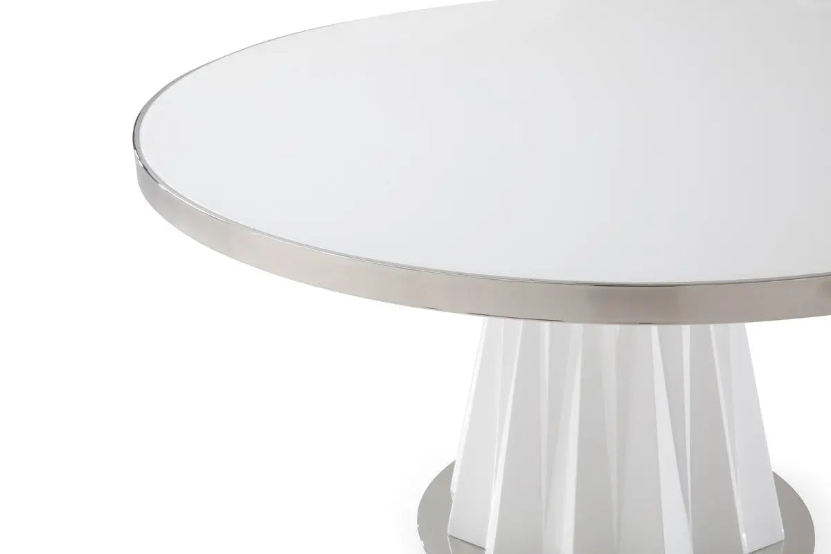 Vig Furniture - Modrest Cabaret Modern White Round Dining Table - Vgvct1799