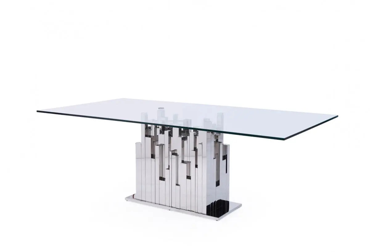 Vig Furniture - Modrest Edwin Modern Glass & Stainless Steel Dining Table - Vgvct1828