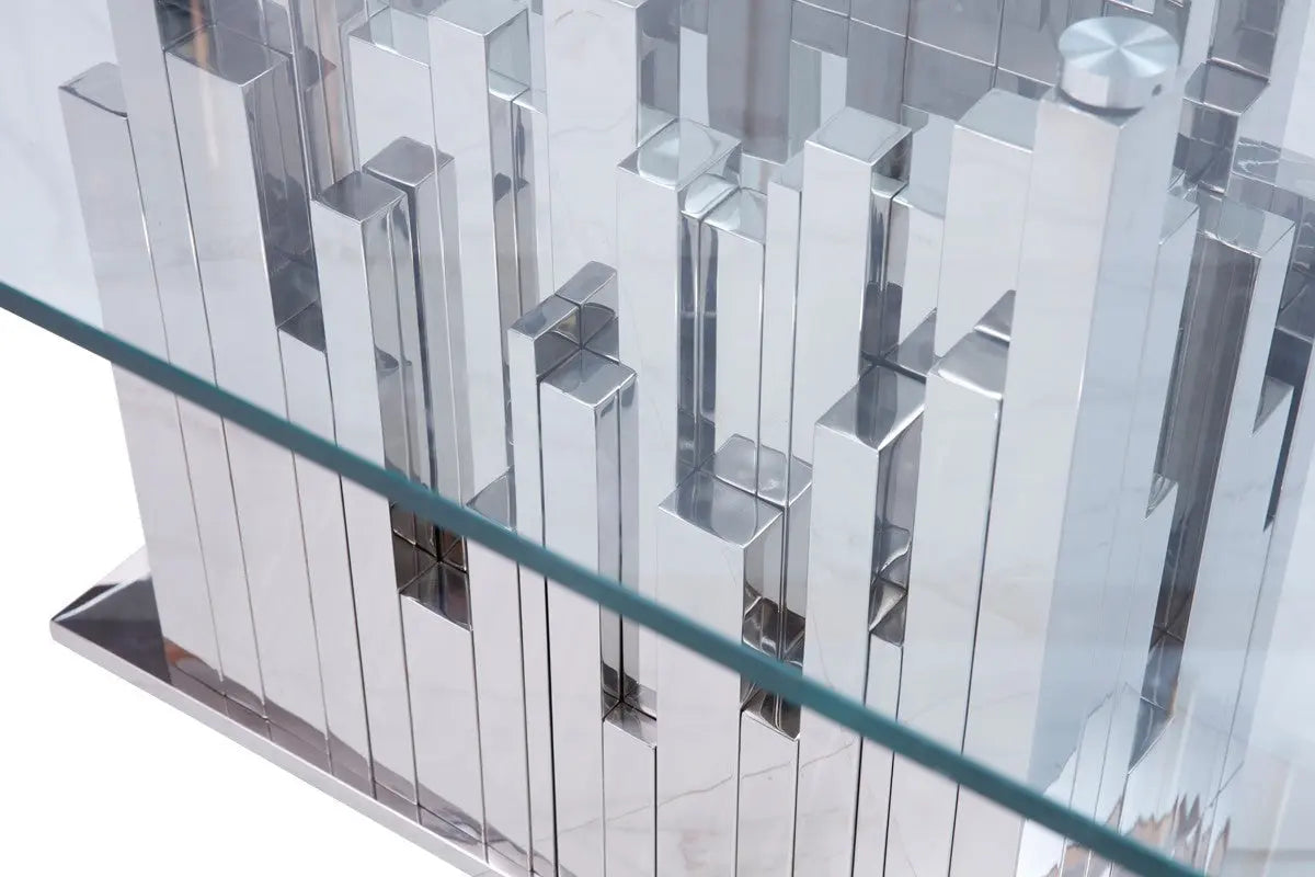 Vig Furniture - Modrest Edwin Modern Glass & Stainless Steel Dining Table - Vgvct1828