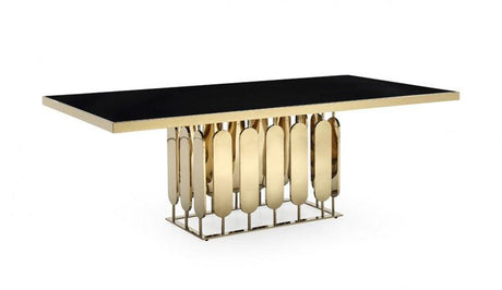 VIG Furniture - Modrest Griffith Modern Black Glass & Gold Dining Table - VGVCT1866-BLK