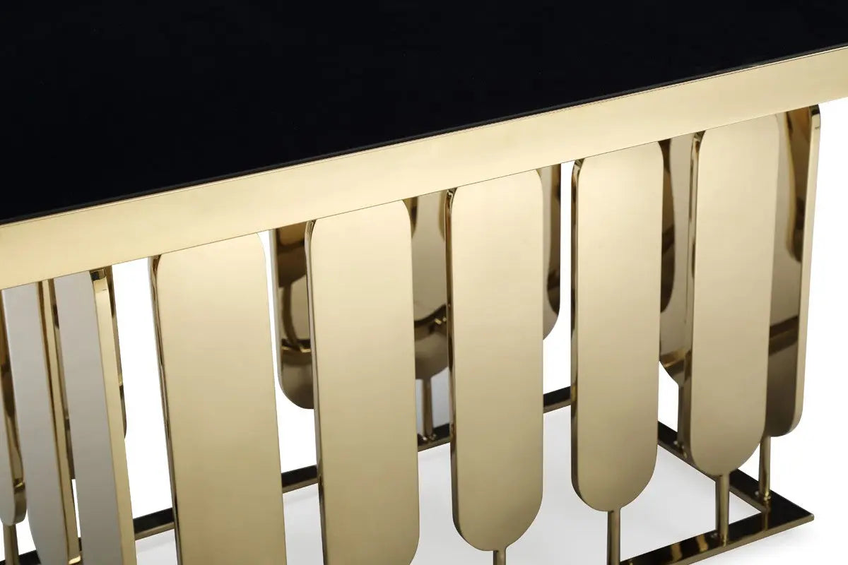 Vig Furniture - Modrest Griffith Modern Black Glass & Gold Dining Table - Vgvct1866-Blk