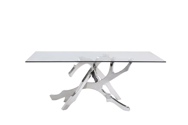 Vig Furniture Modrest Legend Modern Glass & Stainless Steel Dining Table