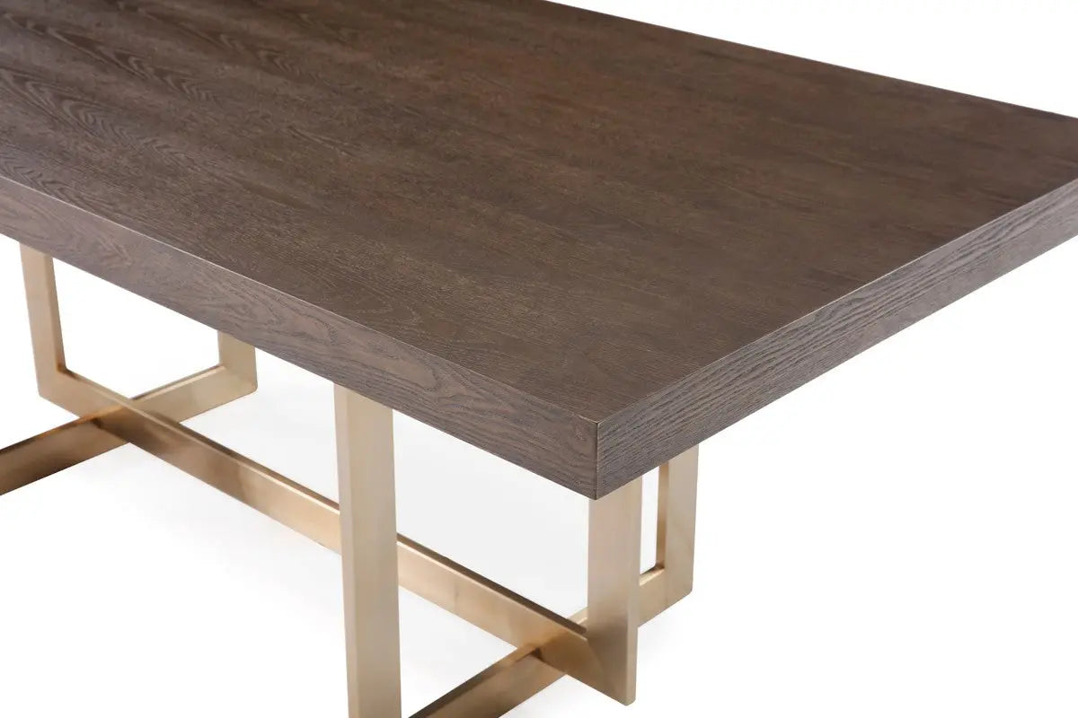 Vig Furniture - Modrest Pike Modern Brown Ash & Brass Dining Table - Vgvct8961W