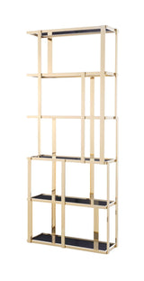 Vig Furniture Modrest Tipton - Modern Grey Glass & Gold Bookshelf