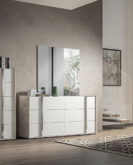 Esf Furniture - Treviso Double Dresser With Mirror In White - Trevisoddm