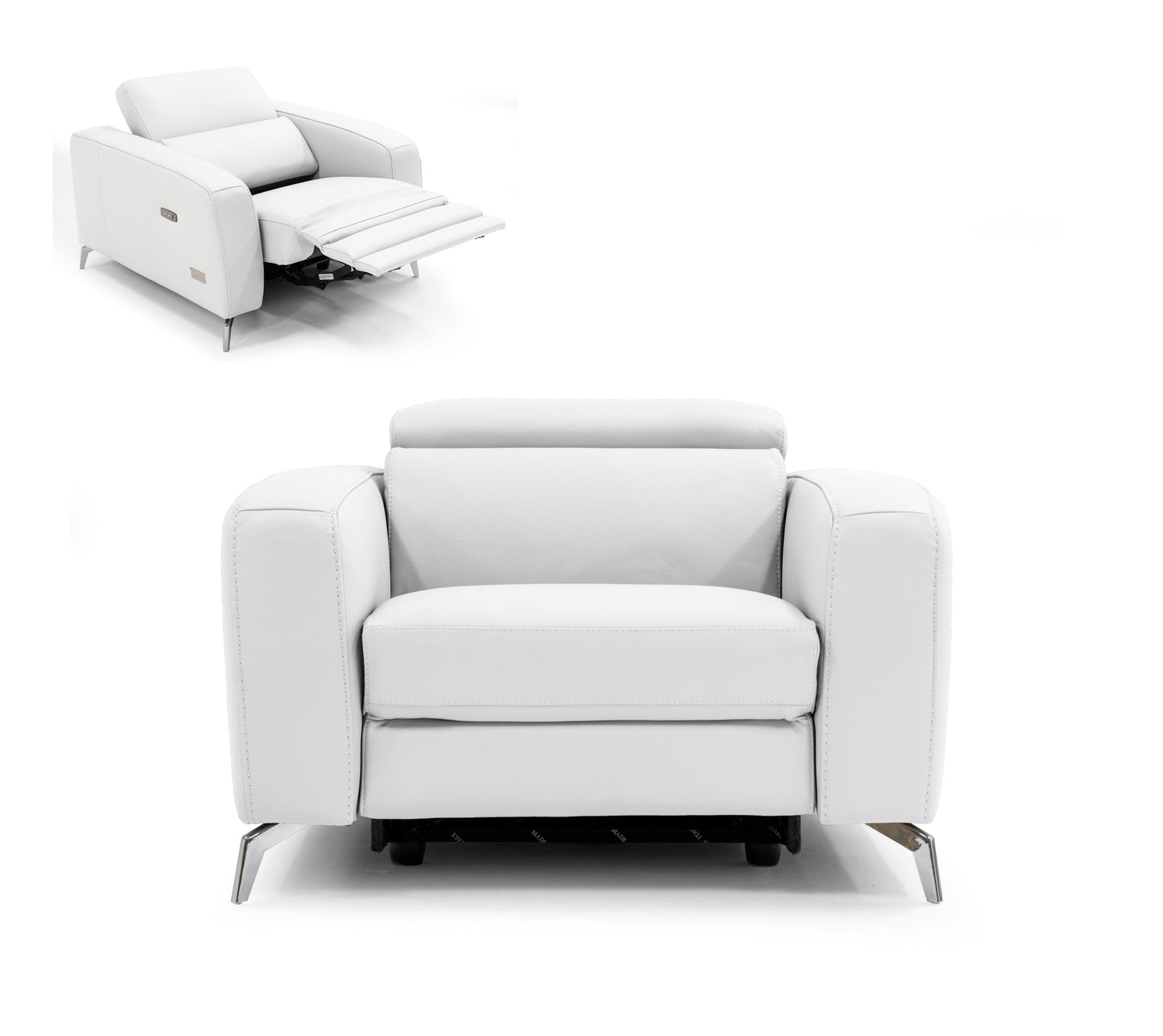 Vig Furniture Lamod Italia Turin - Italian White Leather Recliner Chair
