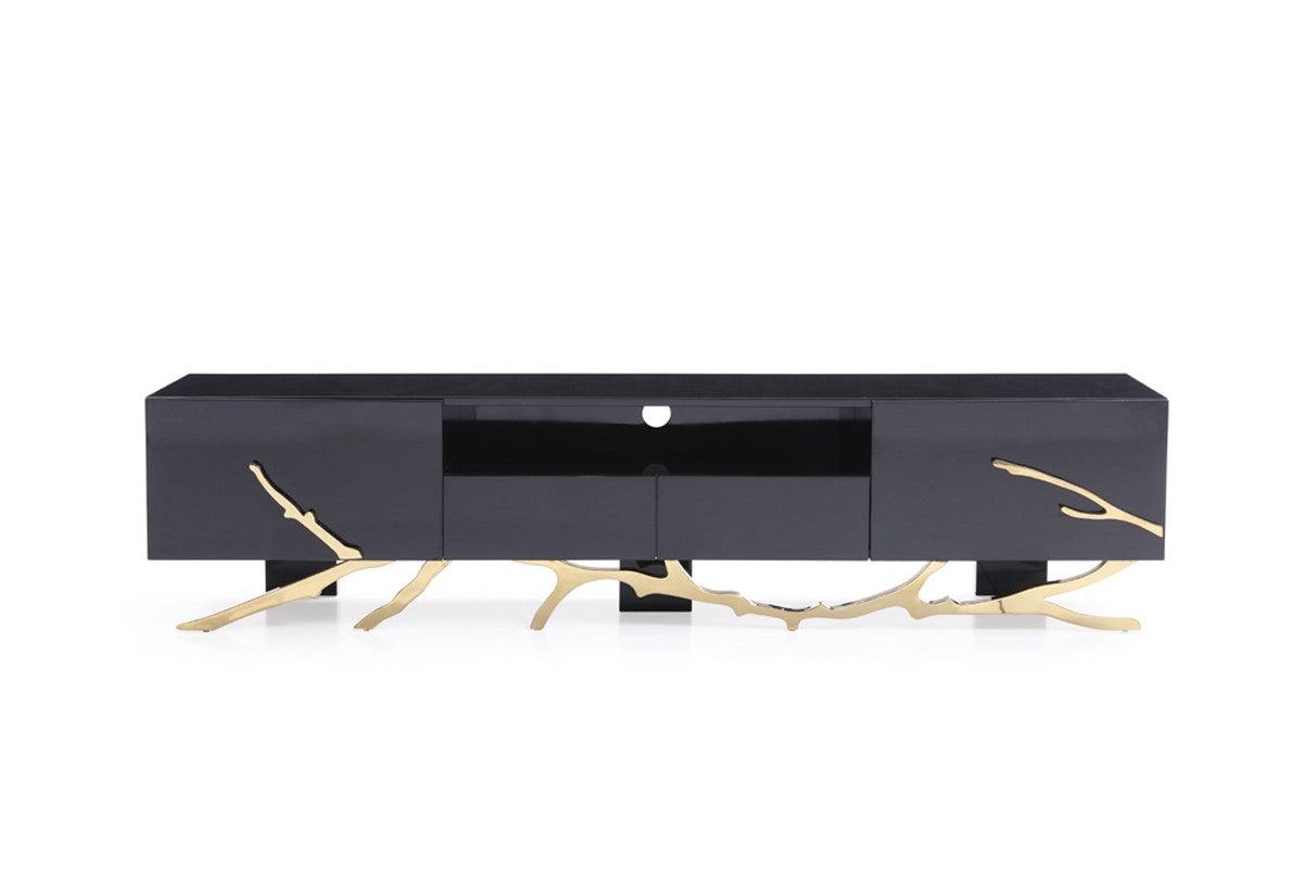 Vig Furniture - Modrest Legend Modern Black & Gold Tv Stand - Vgvctv8111-Blk
