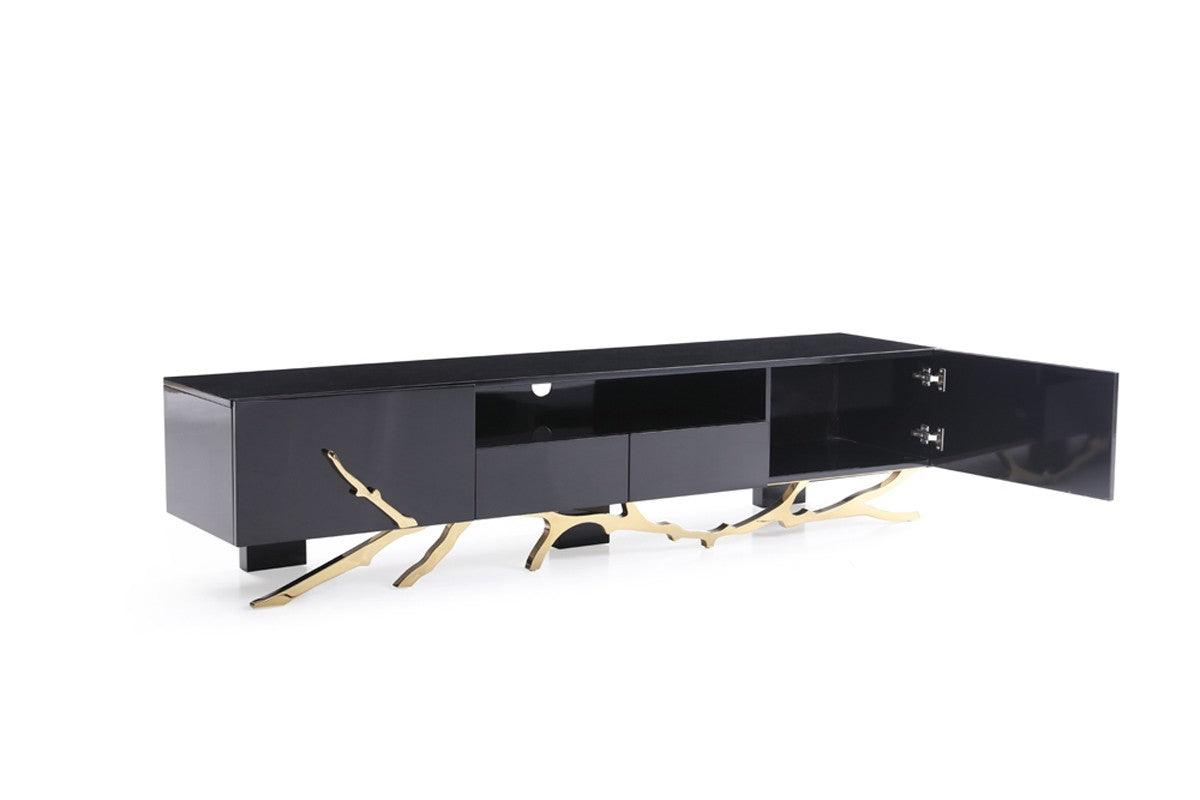 Vig Furniture - Modrest Legend Modern Black & Gold Tv Stand - Vgvctv8111-Blk