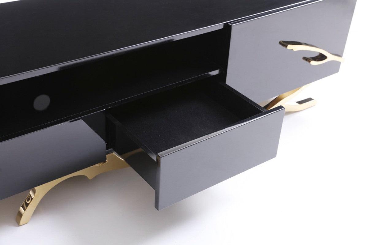 Vig Furniture - Modrest Legend Modern Black & Gold Tv Stand - Vgvctv8111-Blk