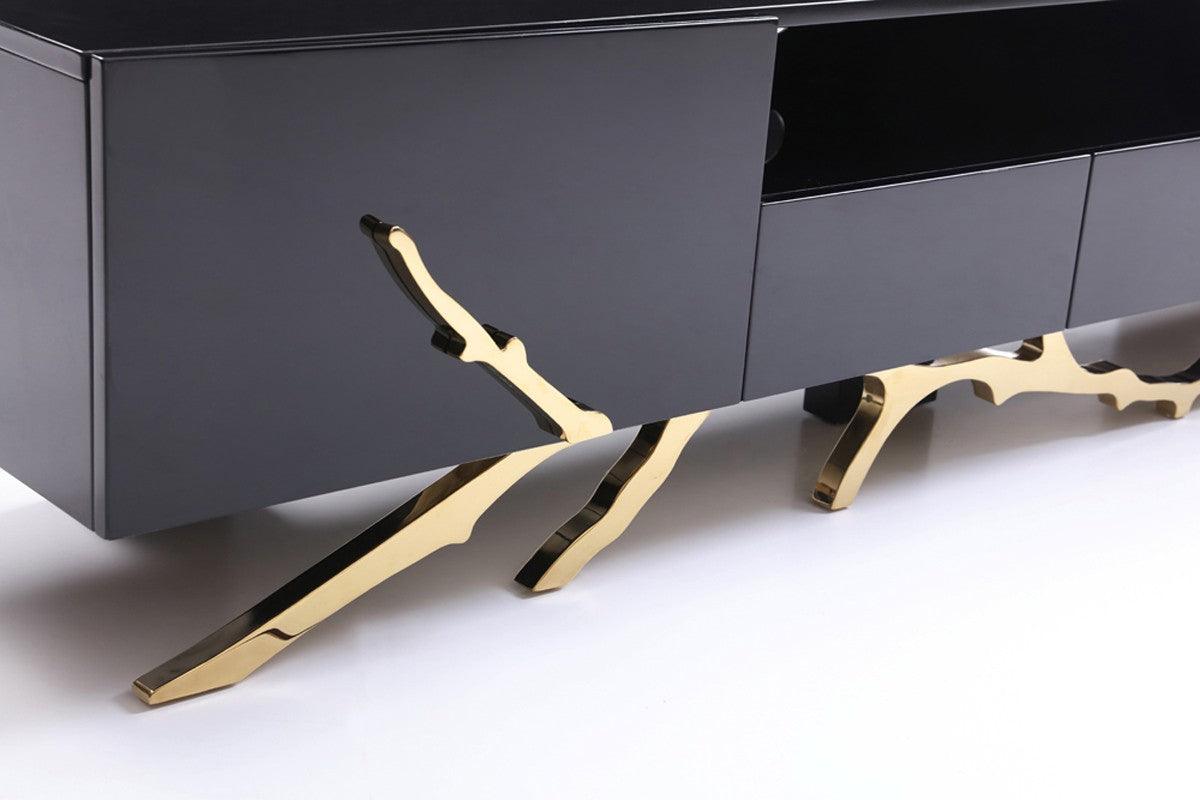 Vig Furniture - Modrest Legend Modern Black & Gold Tv Stand - Vgvctv8111-Blk