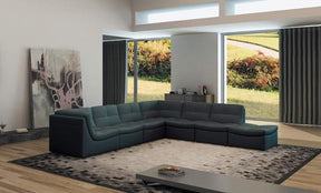 Lego 7 Piece Modular Sectional In Grey Leather - 176654-Grey | J&M