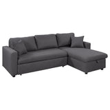U_STYLE Upholstery  Sleeper Sectional Sofa Grey with Storage Space, 2 Tossing Cushions - Home Elegance USA