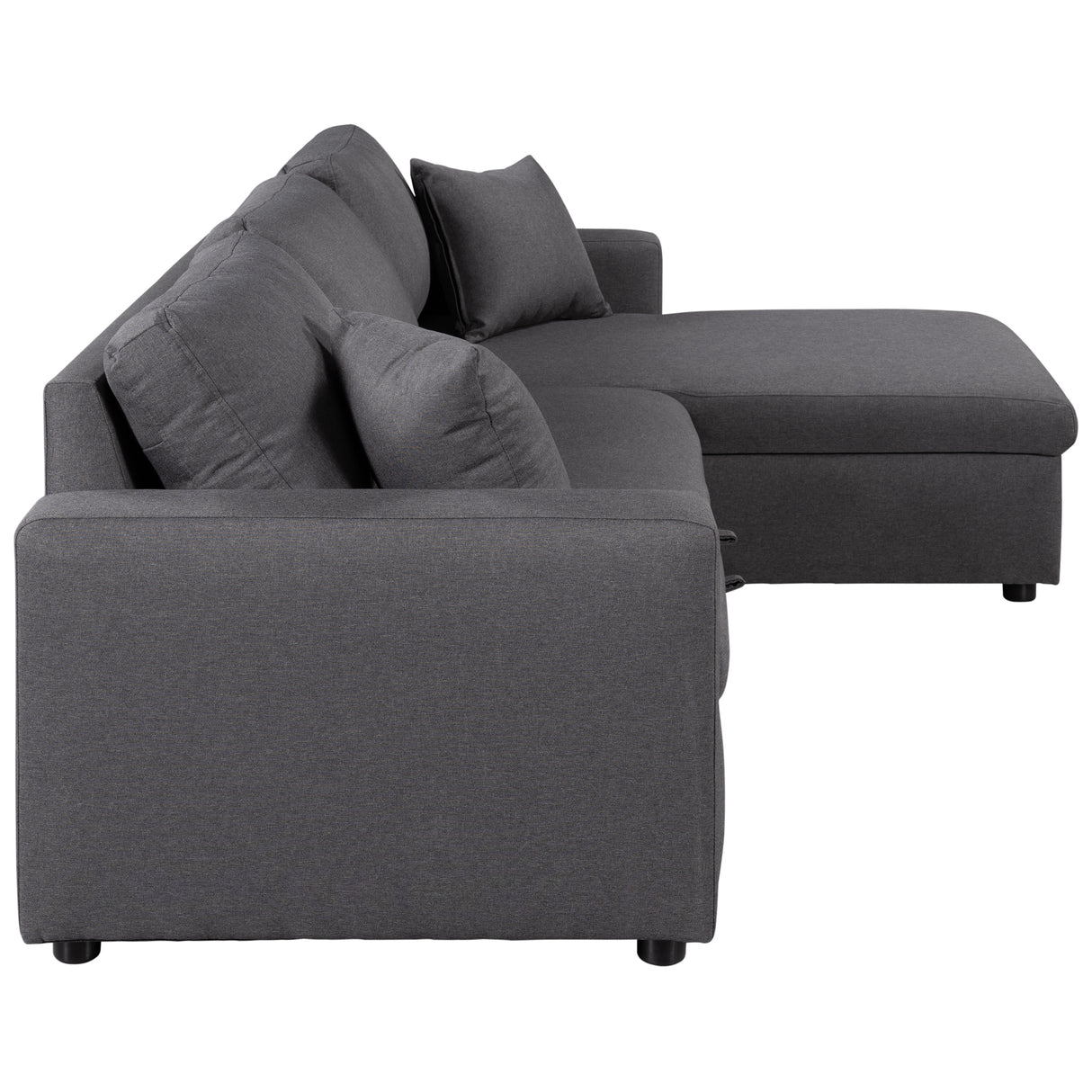 U_STYLE Upholstery  Sleeper Sectional Sofa Grey with Storage Space, 2 Tossing Cushions - Home Elegance USA