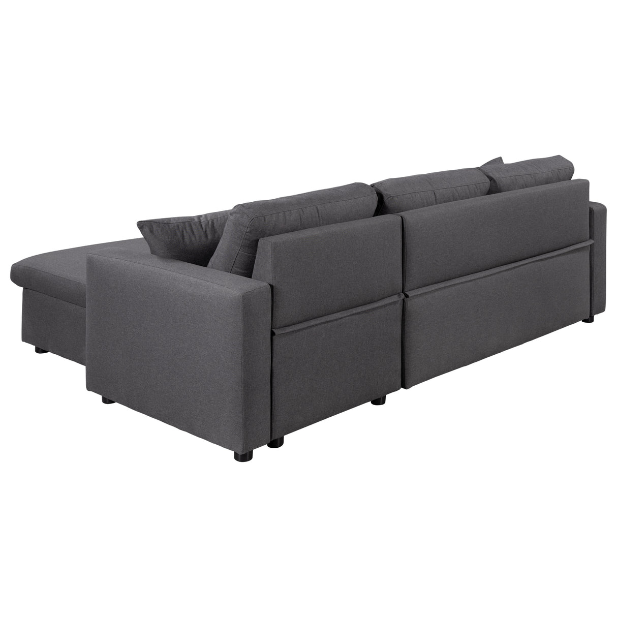 U_STYLE Upholstery  Sleeper Sectional Sofa Grey with Storage Space, 2 Tossing Cushions - Home Elegance USA