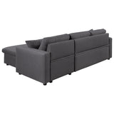 U_STYLE Upholstery  Sleeper Sectional Sofa Grey with Storage Space, 2 Tossing Cushions - Home Elegance USA