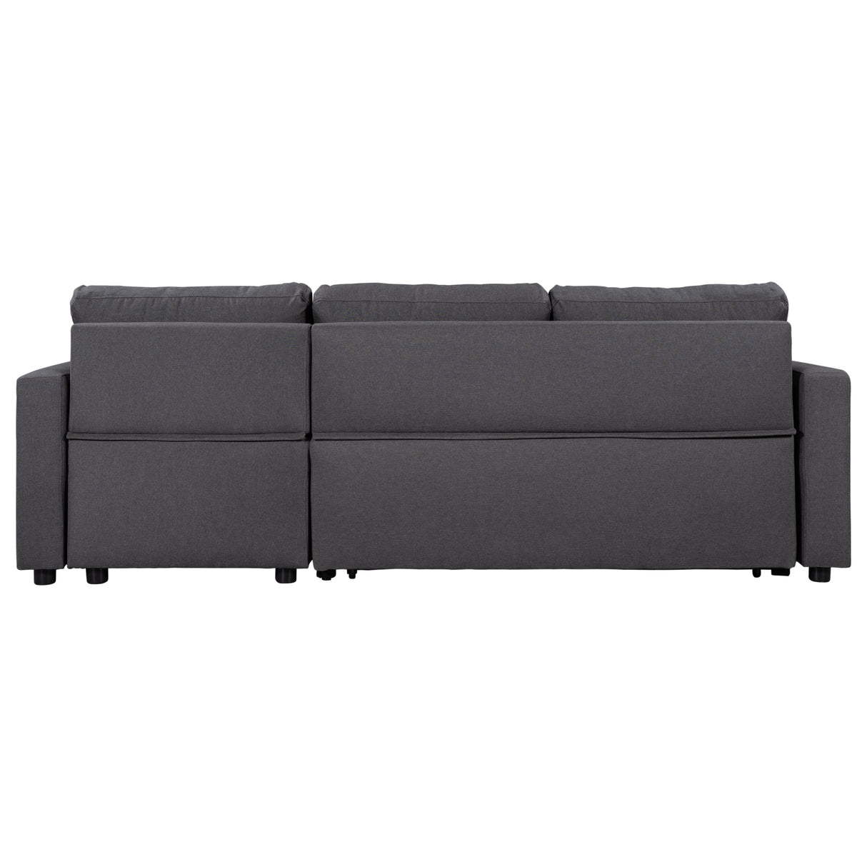 U_STYLE Upholstery  Sleeper Sectional Sofa Grey with Storage Space, 2 Tossing Cushions - Home Elegance USA