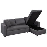 U_STYLE Upholstery  Sleeper Sectional Sofa Grey with Storage Space, 2 Tossing Cushions - Home Elegance USA
