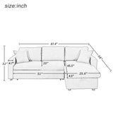 U_STYLE Upholstery  Sleeper Sectional Sofa Grey with Storage Space, 2 Tossing Cushions - Home Elegance USA
