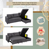 U_STYLE Upholstery  Sleeper Sectional Sofa Grey with Storage Space, 2 Tossing Cushions - Home Elegance USA