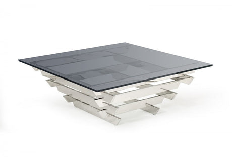 Vig Furniture Modrest Upton - Modern Square Smoked Glass Coffee Table