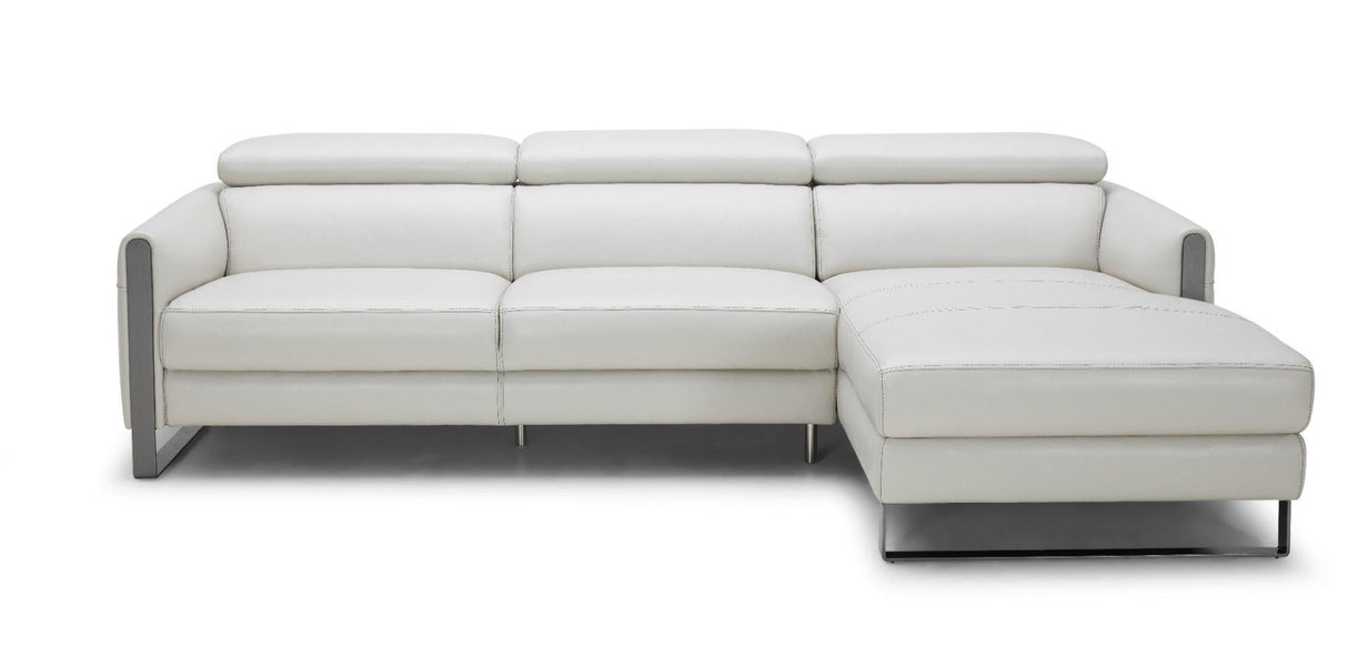 J&M Furniture - Vella Premium Leather Sectional In Light Grey Right Hand Facing - 18277-Rhfc