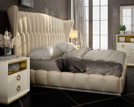 Esf Furniture - Velvet Eastern King Bed In Cream - Velvetbedks