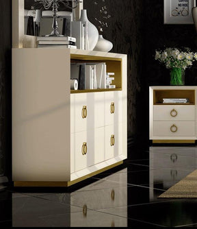 Velvet Double Dresser in Cream – Modern Bedroom Storage by ESF Furniture