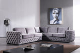 Divani Casa Jean Modern Grey Velvet Sectional Sofa Vg2T1125 - Gry | Home Elegance USA