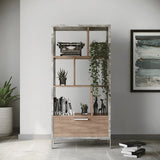 Vig Furniture - Nova Domus Boston Modern Brown Oak & Faux Concrete Bookcase - Vganboston-Bc