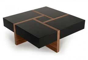 Modrest Makai Modern Black & Walnut Coffee Table Vgbble624E-Blk