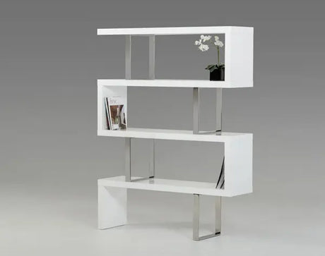 Vig Furniture - Modrest Maze Modern White High Gloss Bookcase - Vgbbmd105-Wht