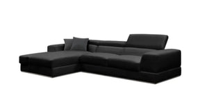 Divani Casa Pella Mini Modern Black Leather Sectional Sofa Vgca5106A-Blk