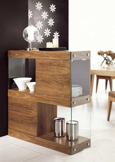 VIG Furniture - Modrest Aura Modern Walnut & Glass Square Cabinet - VGCNCP0602E-WAL