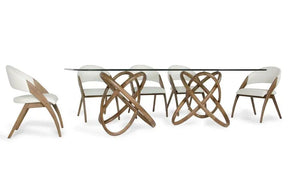 Modrest Mason Modern Glass & Walnut Dining Table Vgcsdt-16092