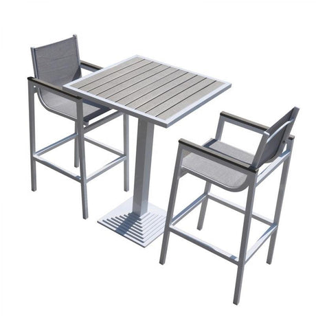 Vig Furniture - Renava Gulf Outdoor White & Grey Bar Table Set - Vggefp0306