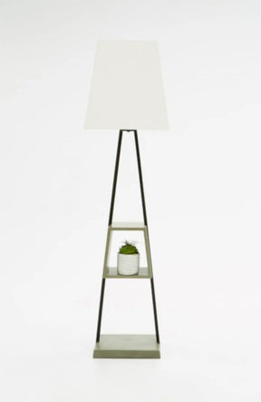 Modrest Cortez Modern Black Metal & Faux Concrete Floor Lamp Vggrtrapeze