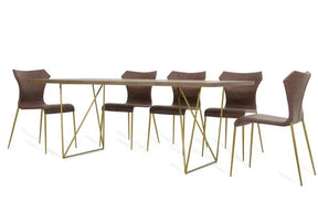 Modrest Marcia Modern Tobacco & Antique Brass Dining Table Vggu2857Dt-A