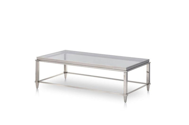 Vig Furniture - Modrest Agar Modern Glass & Stainless Steel Coffee Table - Vghb235D