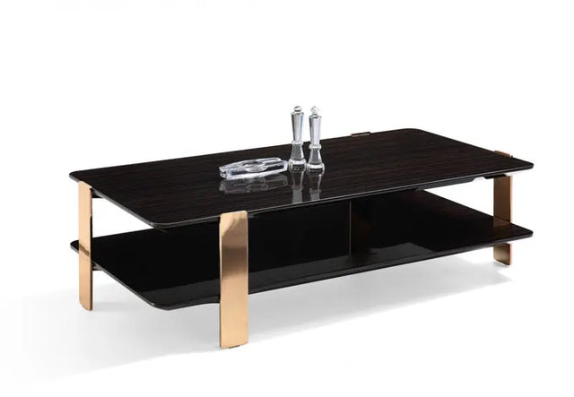 Vig Furniture - Modrest Leroy Modern Ebony & Rosegold Coffee Table - Vghb280D-Ebn