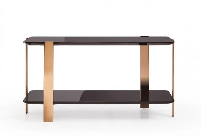 Vig Furniture - Modrest Leroy Modern Ebony & Rosegold Console Table - Vghb280X-Ebn