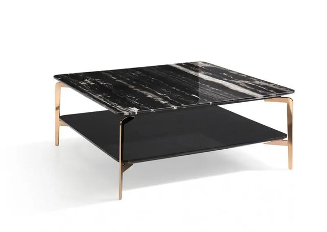 Vig Furniture - Modrest Dorian Modern Black Marble & Ebony Square Coffee Table - Vghb292E-Ebn