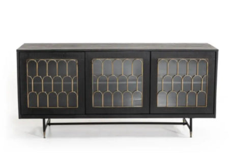 Vig Furniture - Modrest Natalie Modern Black Acacia & Antique Brass Buffet - Vglbgats-Sb167-02