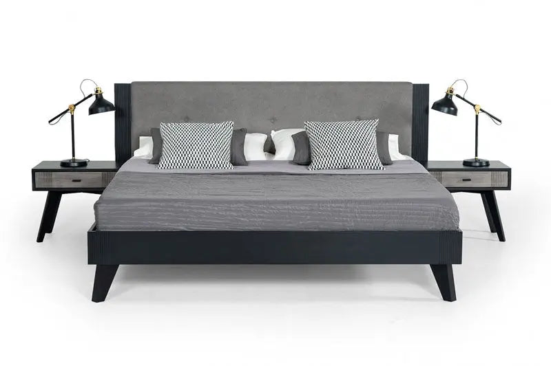 Vig Furniture - Nova Domus Panther Contemporary Grey & Black Bed - Vgmabr-77-Bed