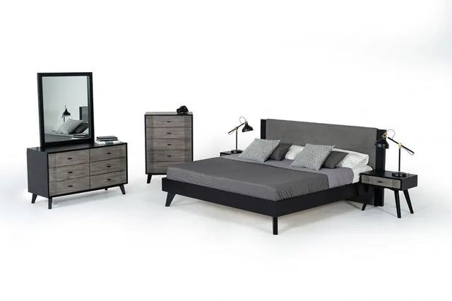 Vig Furniture - Nova Domus Panther Contemporary Grey & Black Bedroom Set - Vgmabr-77-Set