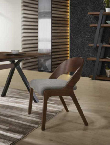 VIG Furniture - Modrest Runyon Modern Walnut & Grey Fabric Dining Chair (Set of 2) - VGMAMI-836-GRY