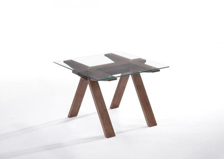 Vig Furniture - Modrest Maddox Modern Glass & Walnut End Table - VGMAMIT-1121-ET