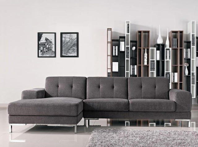 Vig Furniture - Divani Casa Forli Modern Grey Fabric Sectional Sofa W- Left Facing Chaise - Vgmb-1071B-Gry-Laf