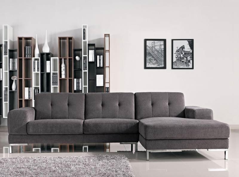 Divani Casa Forli Modern Grey Fabric Sectional Sofa WRight Facing Chaise Vgmb - 1071B - Gry - Raf | Home Elegance USA